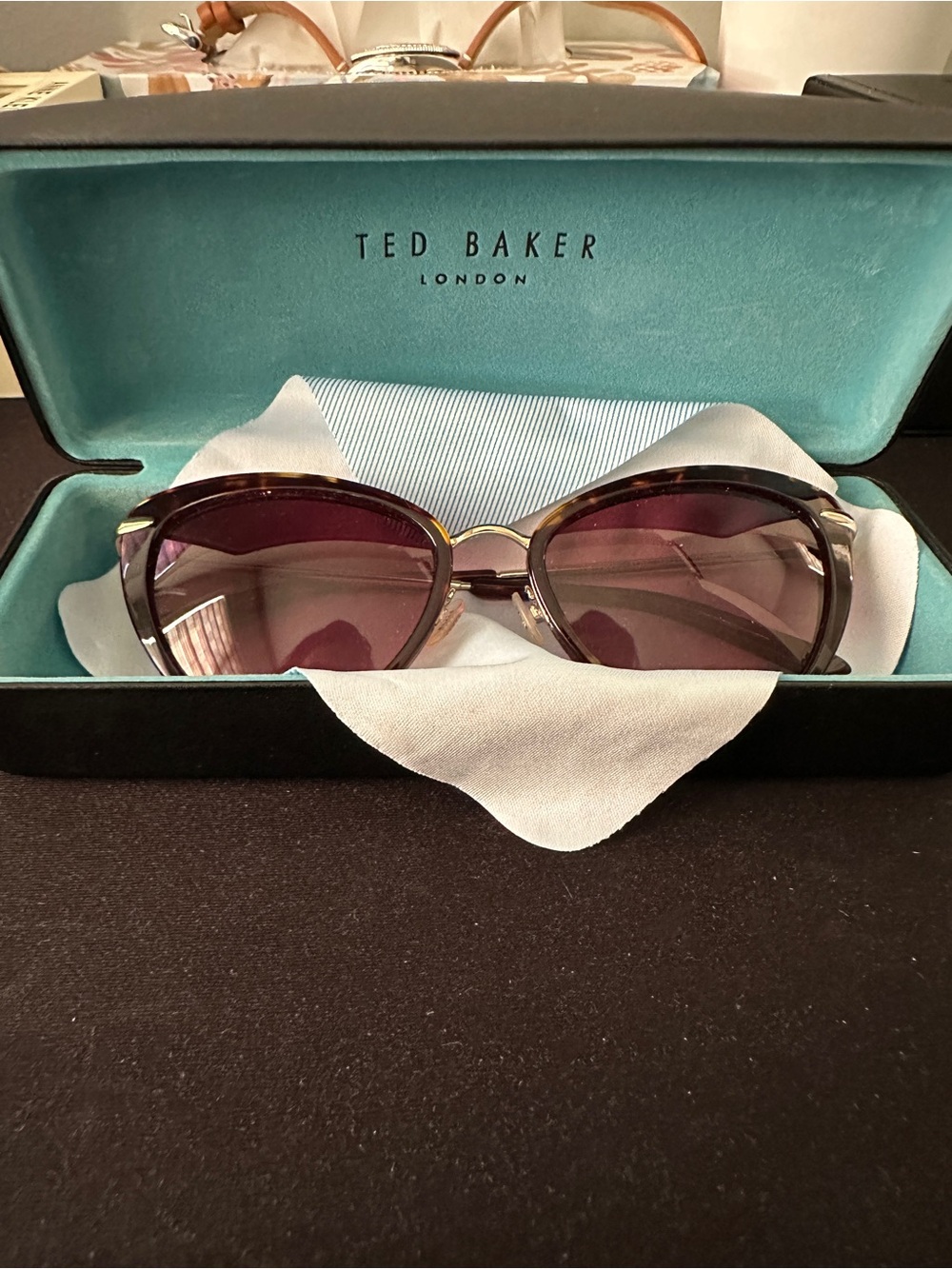 Ted Baker Cat-Eye Sunglasses with Gold Accents